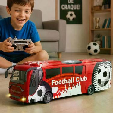 Imagem de Ônibus Controle Remoto sem Fio 17cm Football Club Acende Farois Cor:Ve