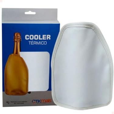 Imagem de Cooler Bolsa Térmica com Gel para Garrafa 750ml em Nylon Vinho Espumante Bebidas Cooler Sleeve CTK Mais (Branca)