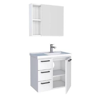 Imagem de Conjunto Para Banheiro Aço Ameixa 60 Cozimax Branco