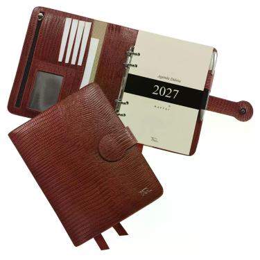 Imagem de Agenda Diária Couro 2027 125-R Raffai Couros, Vermelho Lizard
