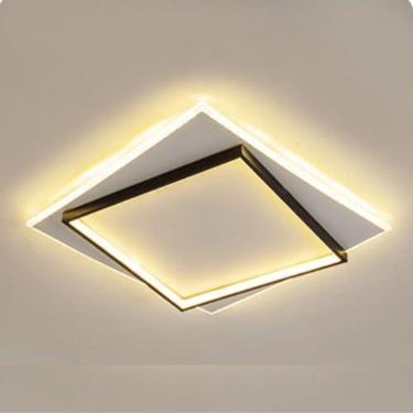 Imagem de Luminária De LED Sobrepor Modelo Dois Quadrados Assimétricos Bivolt 3 cores em 1