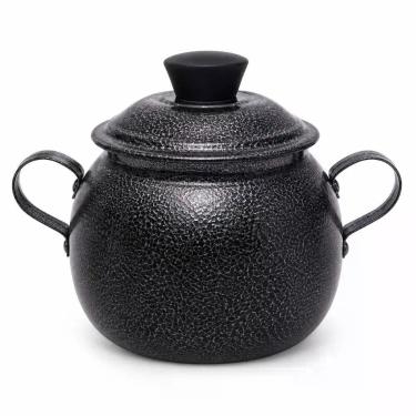 Imagem de Açucareiro Bojudo 500G com Tampa e Alças Alumínio Preto Craqueado Lavável em Lava-Louças