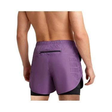 Imagem de Shorts De Treino Masculinos 2 Em 1 De Secagem Rápida Para Corrida E Fi