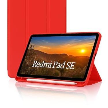 Imagem de Capa Case PREMIUM para Redmi Pad SE 11" com Compartimento para Pencil Anti-impacto Tampa Magnética (Vermelho)