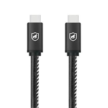 Imagem de Gshield Cabo Turbo Militar Tipo C/USB-C Carregamento Extremamente Rápido 60W Qualcomm 3.0 Revestido em Nylon Trançado 1,5 Metros, Preto