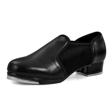 Imagem de lalaball Sapatos femininos de sapateado de couro sem cadarço sapatos de dança jazz para mulheres, preto, Preto, 35