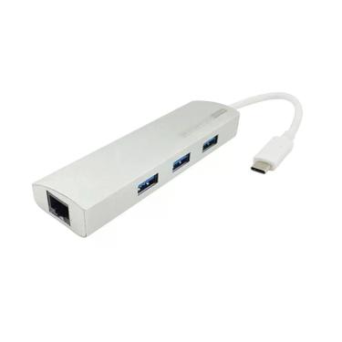 Imagem de Cabo Adaptador Usb C Macho 3 X Usb 3.0 X Rj45 Femea