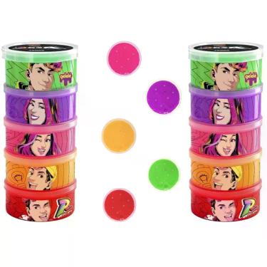 Imagem de Kit 2x Slime Infantil Torre dos Rosa Youtubers 5 Cores Oficial Licenciada Gelelé