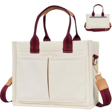 Imagem de Bolsa de lona para mulheres, bolsa transversal com compartimentos de bolsos, bolsa de ombro para professora enfermeira, bolsa mensageiro da Bíblia, bolsa utilitária para trabalho, viagem, faculdade