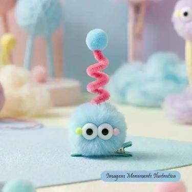 Imagem de Mini Presilha Monstrinho Azul  Cabelo Maluco Infantil  Valor Unitário 