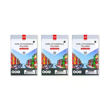 Imagem de Kit 3 Papel Fotográfico A4 150g Brilhante Prime Glossy Total de 150 Fo