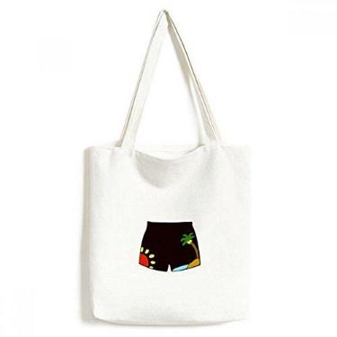 Imagem de Bolsa de lona preta com ilustração de calça de praia, bolsa de compras, bolsa casual