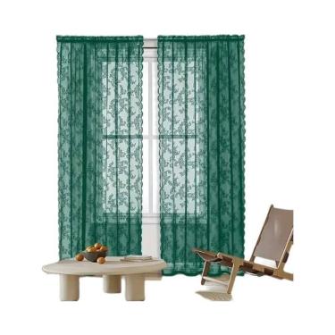 Imagem de Cortina De Renda Transparente Com Bordado Floral Vintage, Filtragem De