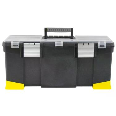 Imagem de Caixa de Ferramenta 22-080 com Estrutura Reforçada e Trava Dupla em Alumínio Preto e Amarelo Stanley 55,8CM