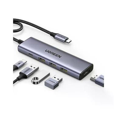 Imagem de Hub Ugreen CM511 com 3x USB 3.0, HDMI 4K e USB-C PD 100W em Alumínio