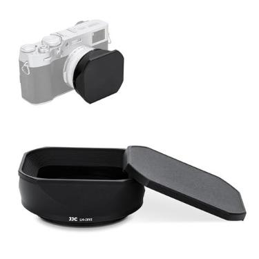 Imagem de Para-sol quadrado de metal X100VI com tampa de lente, protetor de lente para câmera Fujifilm Fuji X100VI X100V X100F substitui o para-sol Fujifilm Fuji LH-X100, com anel adaptador de filtro de lente e