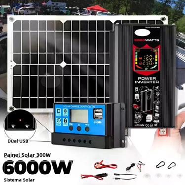 Imagem de Inversor De 6000W 12V Para 220V Com Controlador De 30A E Painel Solar