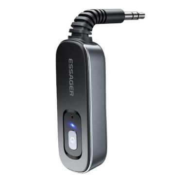 Imagem de Receptor e transmissor Bluetooth 5.1, adaptador Aux recarregável de 3,5 mm para fones de ouvido Airpods, alto-falantes, adaptador de entrada de áudio Aux da ESSAGER para avião, esteira, voo, MP3
