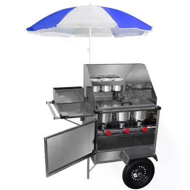 Imagem de Carrinho De Cachorro Quente Simples Inox Com Guarda-sol Bsm08p-gs Cefaz