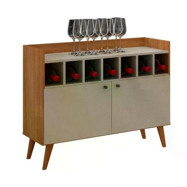 Imagem de Buffet Bar Napoli 2 Portas 2 Prateleiras MDF com Nichos Organizadores Cinamomo-Off White Leifer Móveis