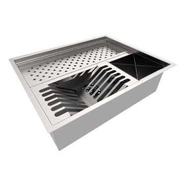 Imagem de Calha P/ 48 cm Quadrada Canal Úmida Equipado Louça Escorredor Inox - T