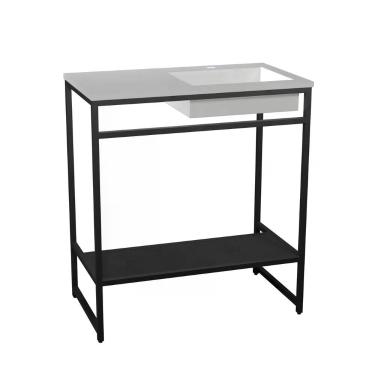 Imagem de Gabinete Banheiro Ferro Iron Black 80x45cm Branco Fosco