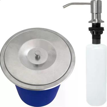 Imagem de Kit Cozinha Dispenser Dosador De Detergente 500ml E Lixeira 5 Litros D