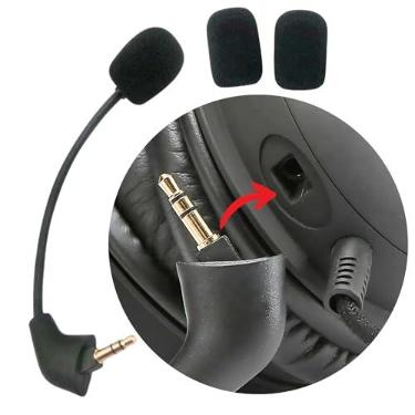 Imagem de Microfone de substituição para HyperX Cloud, Cloud X, Cloud II, Cloud Core, Cloud Pro Silver (versão antiga anterior a 2021) – Microfone boom com cancelamento de ruído compatível com consoles de jogos