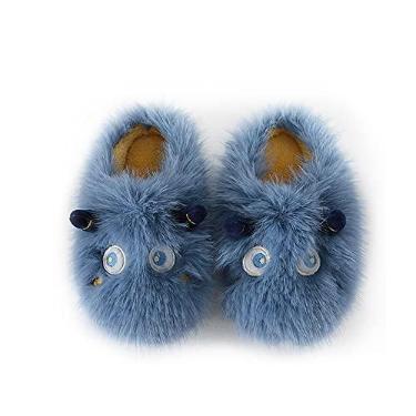 Imagem de Jueshanzj Pantufas de fundo grosso Jueshanzj Pantufas de fundo grosso de algodão quente Pantufas de algodão quente Feminino Casa de inverno azul 45