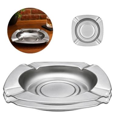 Imagem de 2 Cinzeiros Aço Inoxidável Premium 11,5cm Resistente - New Goods