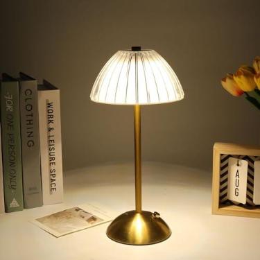 Imagem de BEMMY Luminária de Mesa, Luminária Abajur Mesa Led Dimerizável Sem Fio Recarregável, Candeeiro de mesa recarregável USB, Toque Candeeiro de Mesa Luz Noturna 1800mAh