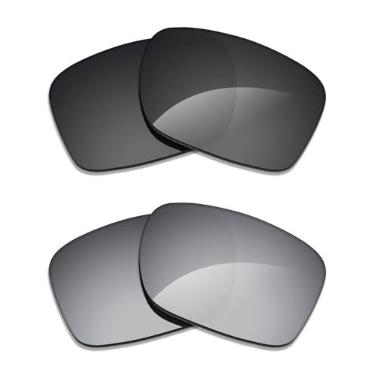 Imagem de Alphax 2 pares de lentes polarizadas de substituição para óculos de sol Maui Jim Dragons Teeth MJ811 - preto + titânio
