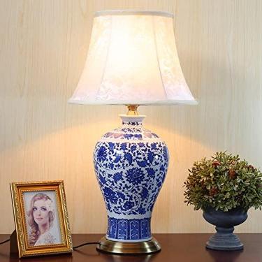 Imagem de Abajur de mesa para quarto, vaso de 66 x 30 cm, 5 estilos disponíveis, luminária de mesa chinesa em porcelana azul e branca, cerâmica vitrificada, estilo Art Déco, luminária de mesa antiga c