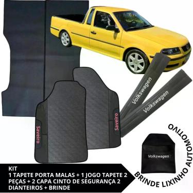 Imagem de Kit Acessórios Saveiro G3 2000 A 2004 Tapete Emborrachado + Tapete Caç