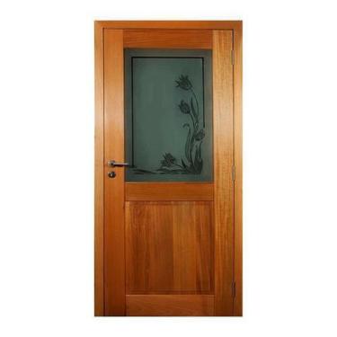 Imagem de Porta Monaco com Vidro Fumê em Madeira Maciça Tauari - Mapaf, 70cm x 2