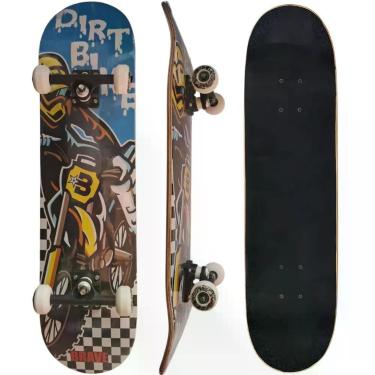 Imagem de Skate Infantil Dirt Bike Suporta Até 70kg Já Montado Preto Derock 20CM