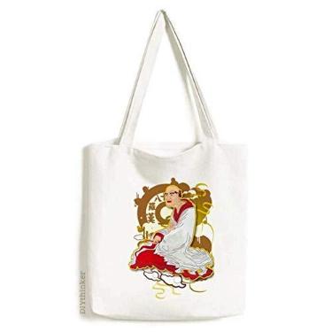 Imagem de Culture Eighteen Arhats Sacola de lona com figura de alfândega bolsa de compras casual