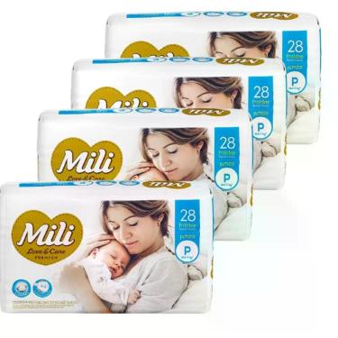 Imagem de Fralda Descartável Mili Love & Care Premium Tamanho P - 4 Pacotes com 