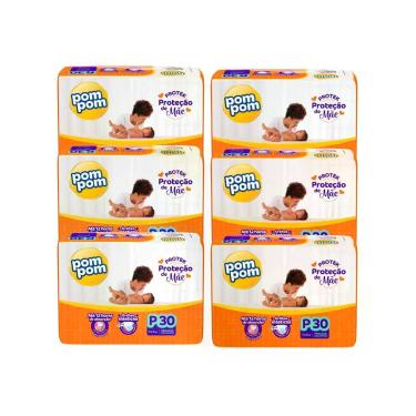 Imagem de Kit 6 Fraldas Pompom Derma Protek Infantil Conforto Proteção, Pequeno 