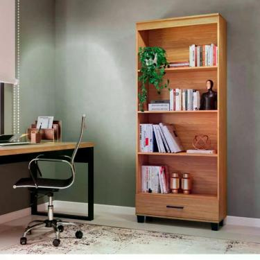Imagem de Estante Decorativa para Livros C57JJ 5 Prateleiras MDF Freijó Marrom Dalla Costa Móveis