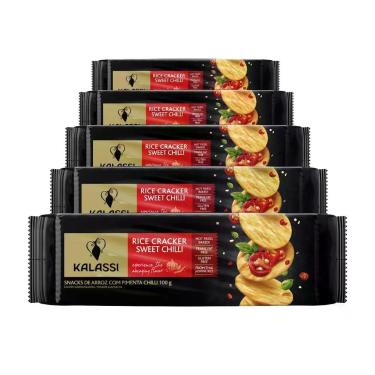 Imagem de Biscoito de Arroz Importado Kalassi Chilli 5 Pacotes de 100g, Chilli