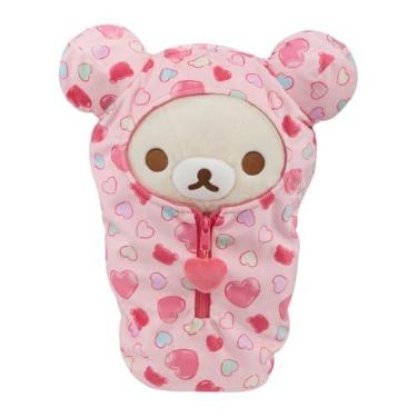Imagem de San-X Saco de dormir de pelúcia original Rilakkuma Hearts - 38 cm Korilakkuma