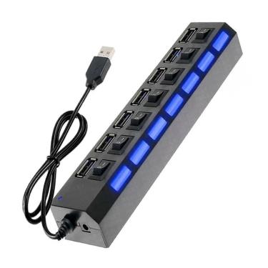 Imagem de Hub 7 Portas Usb 2.0 Led Com Chave Seletora Entrada Fonte - Relet