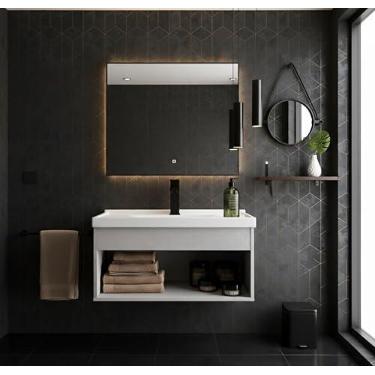 Imagem de RIVERZZA Gabinete Armário para Banheiro 60cm MDF com Cuba - Livorno (Lineo)