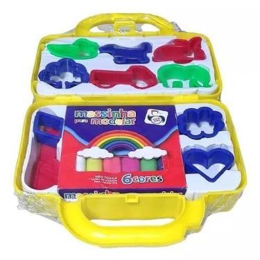 Imagem de Kit Massinha Modelar C/ 06 Cores 90 Gr 09 Moldes Faca Na Maleta - Pica