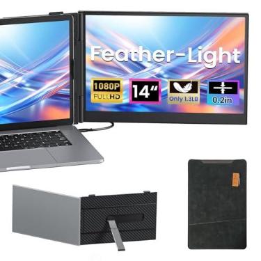 Imagem de Vixtan Extensor de tela ultraleve de 600 g, monitor duplo portátil FHD 1080P de 35.6 cm, Plug & Play ultrafino para laptops de 13 a 17 polegadas