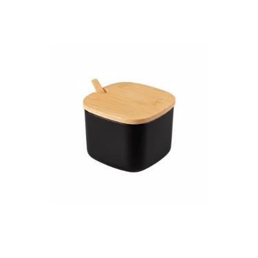 Imagem de Açucareiro com Tampa Bambu Preto Mesa Porta Condimentos - OU
