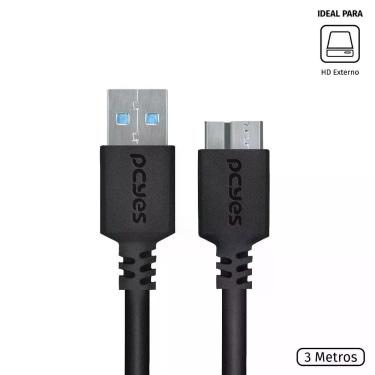 Imagem de Cabo Para Hd Externo Usb A 3.0 Macho Para Micro Usb B 3.0 (10 Pinos) Ma0Cho 28Awg Puro Cobre 3 Metro