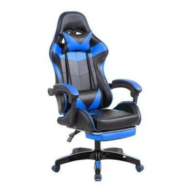 Imagem de Cadeira Gamer Prizi, Canvas, até 120 Kg, com Almofadas, Azul