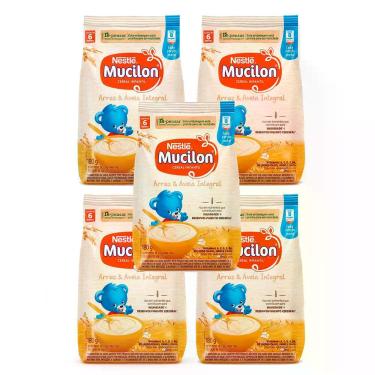 Imagem de Kit 5 Mucilon Arroz e Aveia Integral Cereal Infantil Sachê 180g - Nest